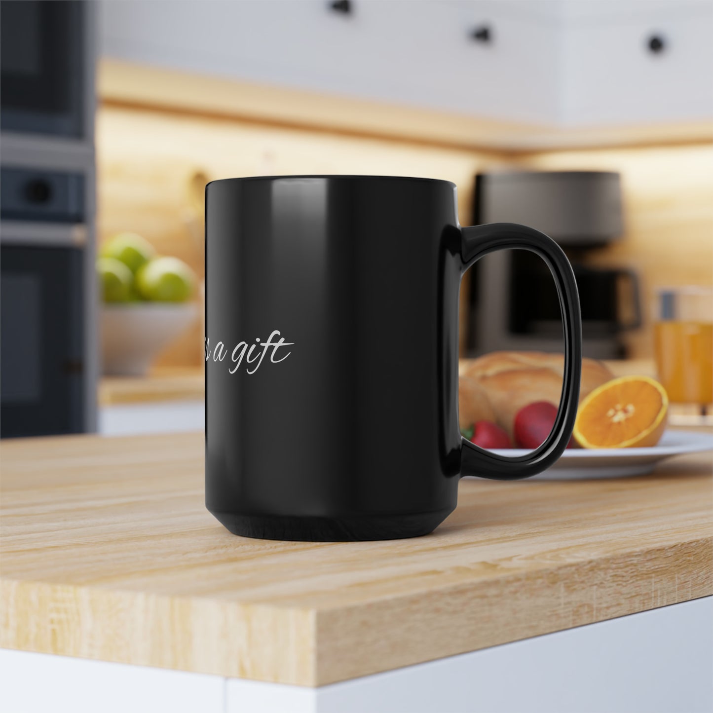 Life is a gift Black Mug, 15oz