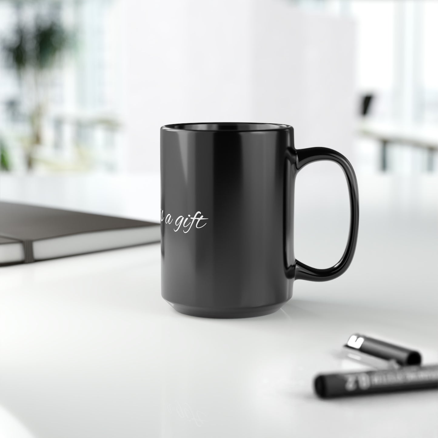 Life is a gift Black Mug, 15oz