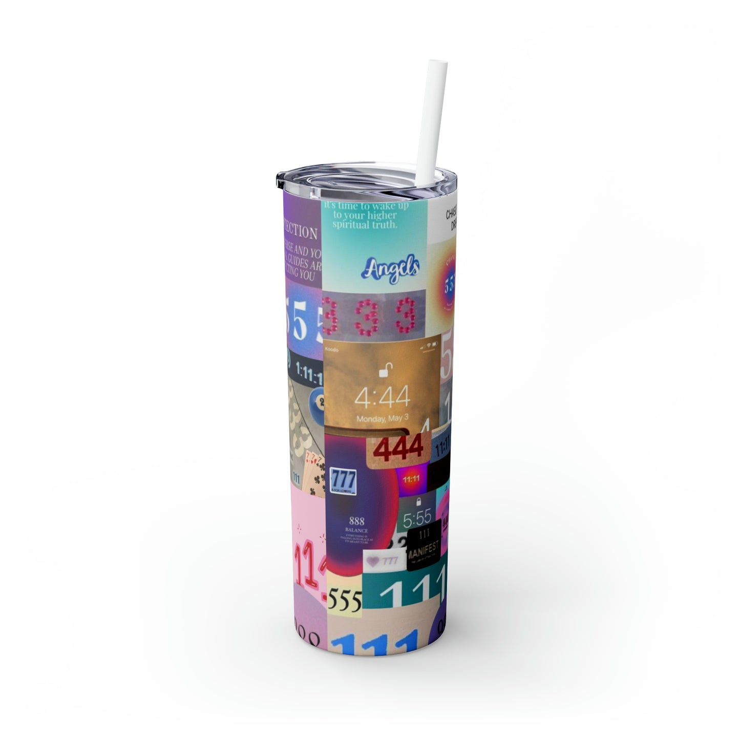 ANGEL NUMBER Skinny Tumbler with Straw, 20oz